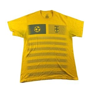 Simply For Sports Brazil Soccer T-Shirt Men M Yellow Graphic Cotton Athleisure